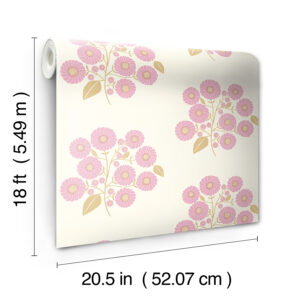 Lilac Sienna StrawFlower Peel and Stick Wallpaper