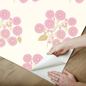 Lilac Sienna StrawFlower Peel and Stick Wallpaper