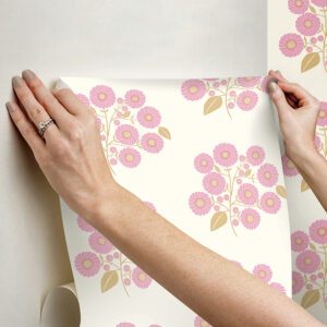 Lilac Sienna StrawFlower Peel and Stick Wallpaper