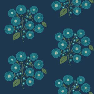 Navy Aqua StrawFlower Peel and Stick Wallpaper