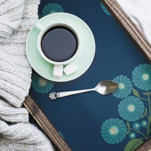 Navy Aqua StrawFlower Peel and Stick Wallpaper