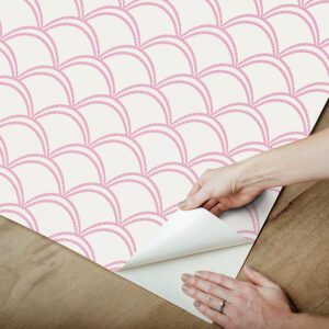 Pink Deco Wave Peel and Stick Wallpaper