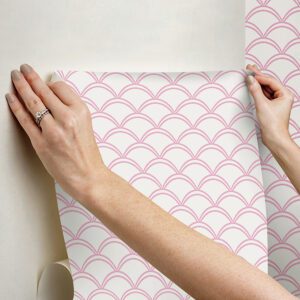 Pink Deco Wave Peel and Stick Wallpaper