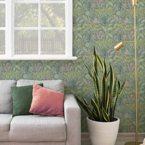 Green Groovy Garden Peel and Stick Wallpaper