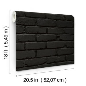 Black Amsterdam Brick Peel and Stick Wallpaper