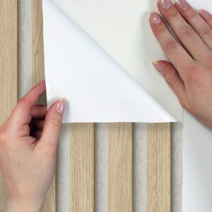 Natural Slat Wood Peel and Stick Wallpaper