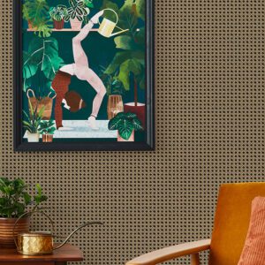 Honey Rattan Caning Peel and Stick Wallpaper