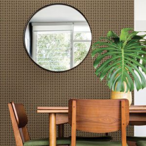 Honey Rattan Caning Peel and Stick Wallpaper