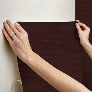 Aubergine Classic Faux Grasscloth Peel and Stick Wallpaper