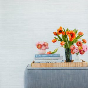 Whisper Blue Classic Faux Grasscloth Peel and Stick Wallpaper