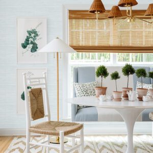 Whisper Blue Classic Faux Grasscloth Peel and Stick Wallpaper