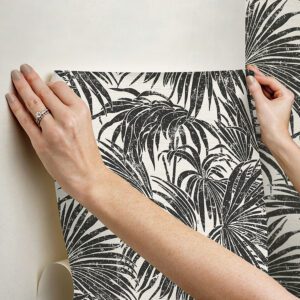 Black & White Cassava Palm Peel and Stick Wallpaper