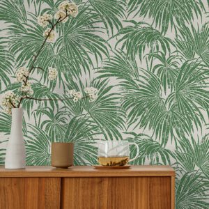 Green Cassava Palm Peel and Stick Wallpaper