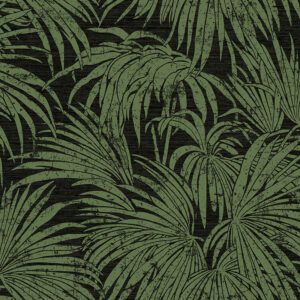 Black & Green Cassava Palm Peel and Stick Wallpaper