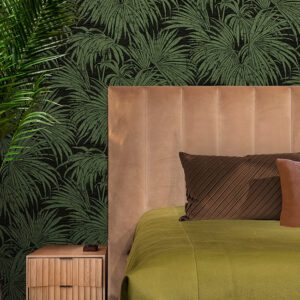 Black & Green Cassava Palm Peel and Stick Wallpaper