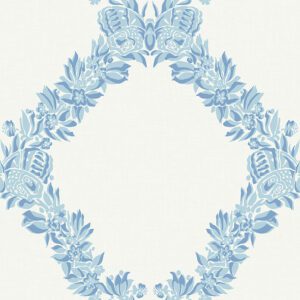 Sky Blue Wreath Peel and Stick Wallpaper