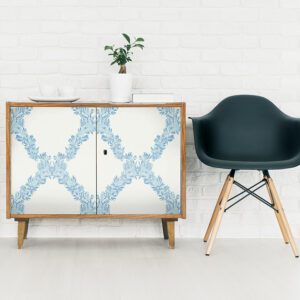 Sky Blue Wreath Peel and Stick Wallpaper