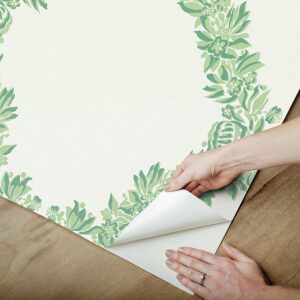 Jade Wreath Peel and Stick Wallpaper