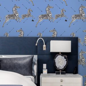 Azure Zebra Safari Peel and Stick Wallpaper