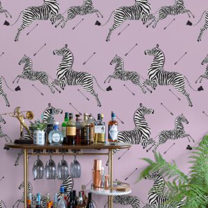 Lilac Zebra Safari Peel and Stick Wallpaper