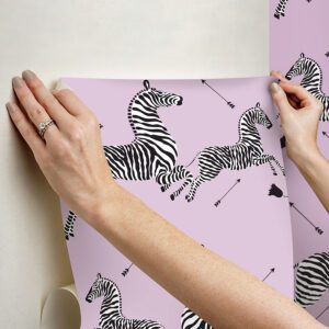 Lilac Zebra Safari Peel and Stick Wallpaper