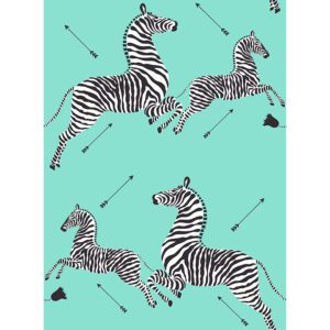 Aqua Zebra Safari Peel and Stick Wallpaper