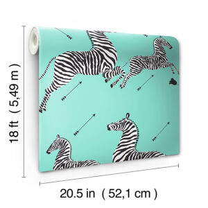 Aqua Zebra Safari Peel and Stick Wallpaper