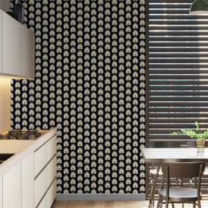Black Fleur Peel and Stick Wallpaper