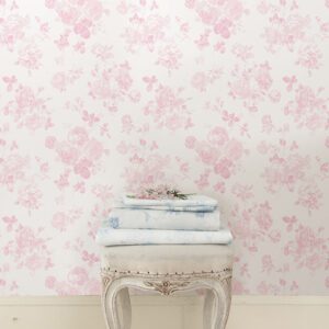 Faded Primrose Everblooming Rosettes Peel and Stick Wallpaper