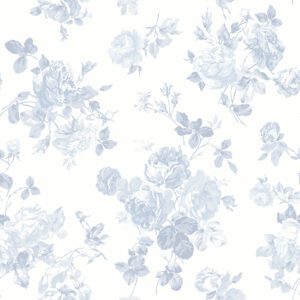 Blue Bella Ribbon Everblooming Rosettes Peel and Stick Wallpaper