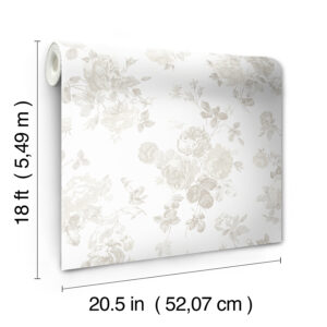 Dove Everblooming Rosettes Peel and Stick Wallpaper
