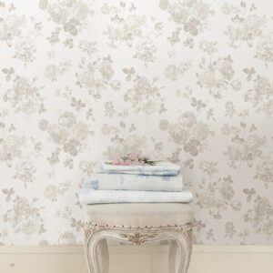 Dove Everblooming Rosettes Peel and Stick Wallpaper