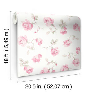 Chateau Rose Ribbon Rosa Peel and Stick Wallpaper