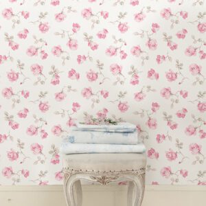 Chateau Rose Ribbon Rosa Peel and Stick Wallpaper