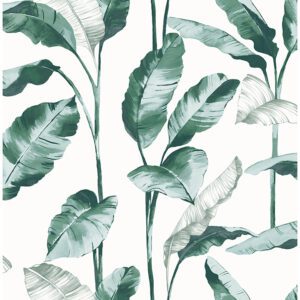 Teal Banana Leaf Peel and Stick Wallpaper