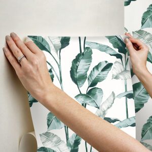 Teal Banana Leaf Peel and Stick Wallpaper