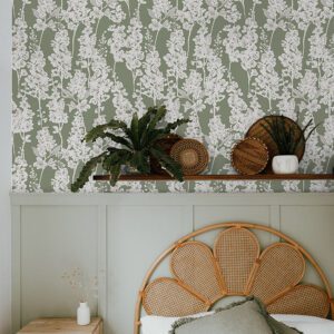 Sage Larkspur Peel and Stick Wallpaper