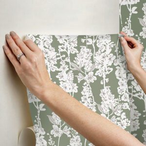 Sage Larkspur Peel and Stick Wallpaper