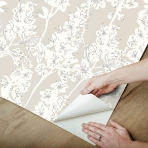 Taupe Larkspur Peel and Stick Wallpaper