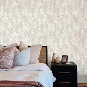 Taupe Larkspur Peel and Stick Wallpaper