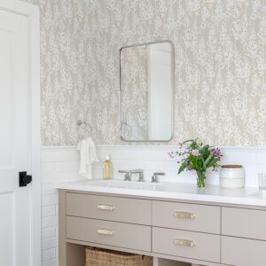 Taupe Larkspur Peel and Stick Wallpaper