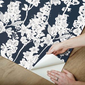 Navy Larkspur Peel and Stick Wallpaper