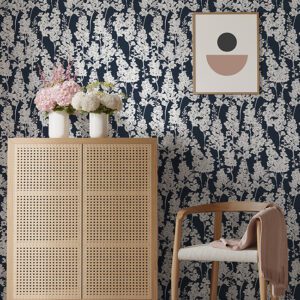Navy Larkspur Peel and Stick Wallpaper