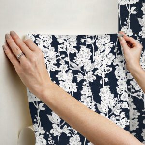 Navy Larkspur Peel and Stick Wallpaper