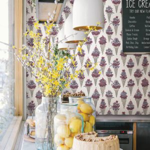 Pink Floral Ice Cream Peel and Stick Wallpaper