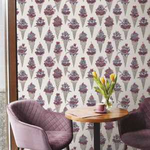 Pink Floral Ice Cream Peel and Stick Wallpaper