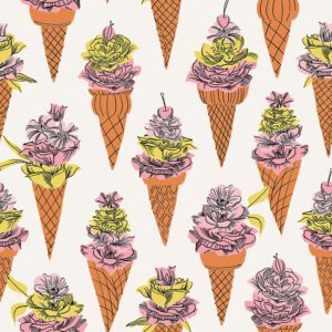 Orange Floral Ice Cream Peel and Stick Wallpaper