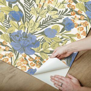 Bright Multi Moody June Blooms Peel and Stick Wallpaper