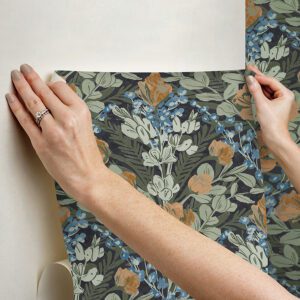 Dark Multi Moody June Blooms Peel and Stick Wallpaper