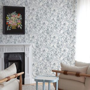 Navy May Bloom Peel and Stick Wallpaper